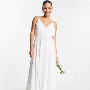 COPY - ASOS EDITION Eva embellished cami midi wedding dress in ivory